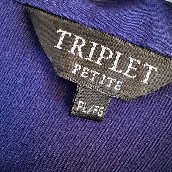 NEW NWT - TRIPLET Deep blue purple blouse ruffled - L (petite) - Picture 5 of 5